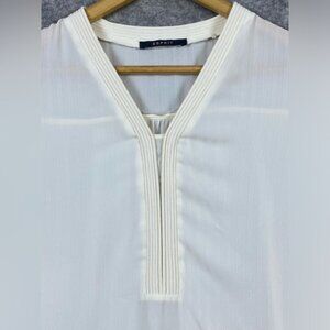 Esprit Blouse Sz 6 Ivory Cream Semi-sheer‎ 3/4 Sleeves Vneck Career Professional